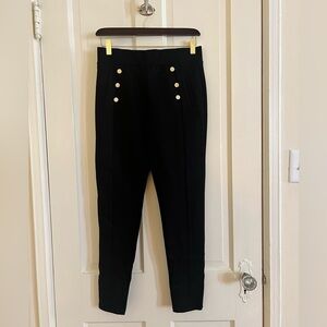 Zara black stretchy pants with decorative buttons. Size M